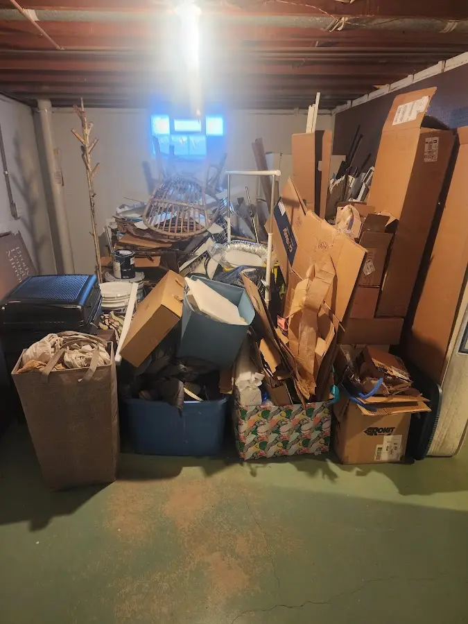 Roll-off dumpster container at job site for 20 Yard Dumpster Rental in Jeffersonville